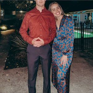 Stunning Blue Satin Poppy Holiday Dress